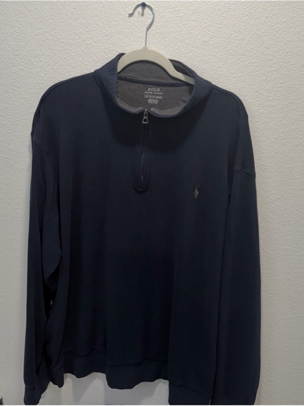 Polo Ralph Lauren Luxury Jersey Quarter Zip Sweatshirt Mens XL Blue Performance